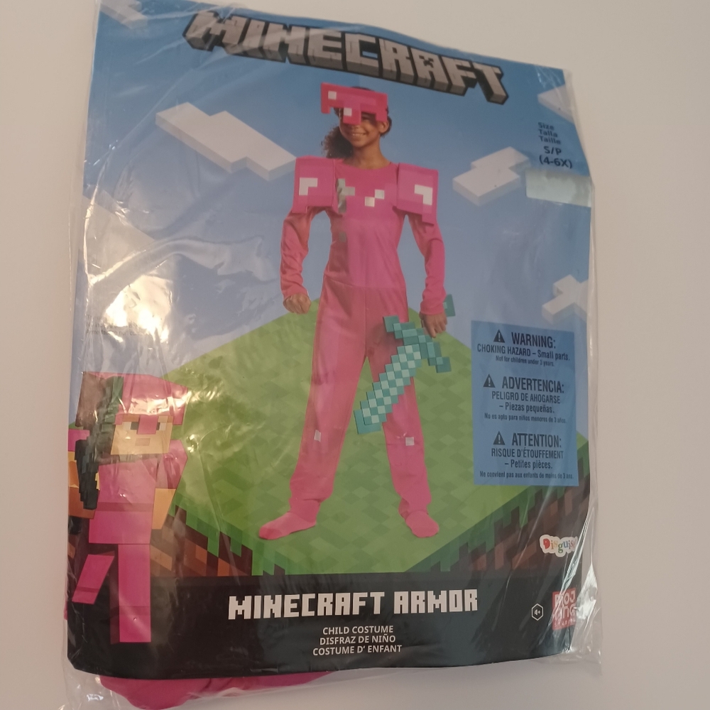 NEW COSTUME PINK GIRLS MINECRAFT ARMOR SZ 4 5 6 6X